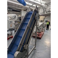 Incline flighted belt conveyor